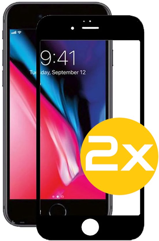 Full Cover Screenprotector Geschikt Voor iPhone SE/8/7 - Volledige Beschermglas - PREMIUM Tempered Glass - 2 stuks
