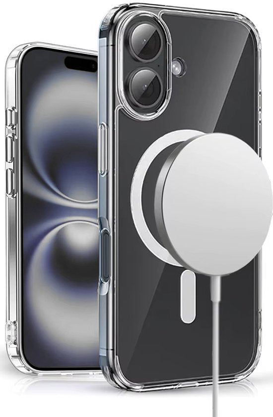 Lennexo Hoesje Geschikt Voor iPhone 16 Met Magneet Ring - Siliconen Hoesje Voor Draadloos Opladen en Geschikt voor Magsafe