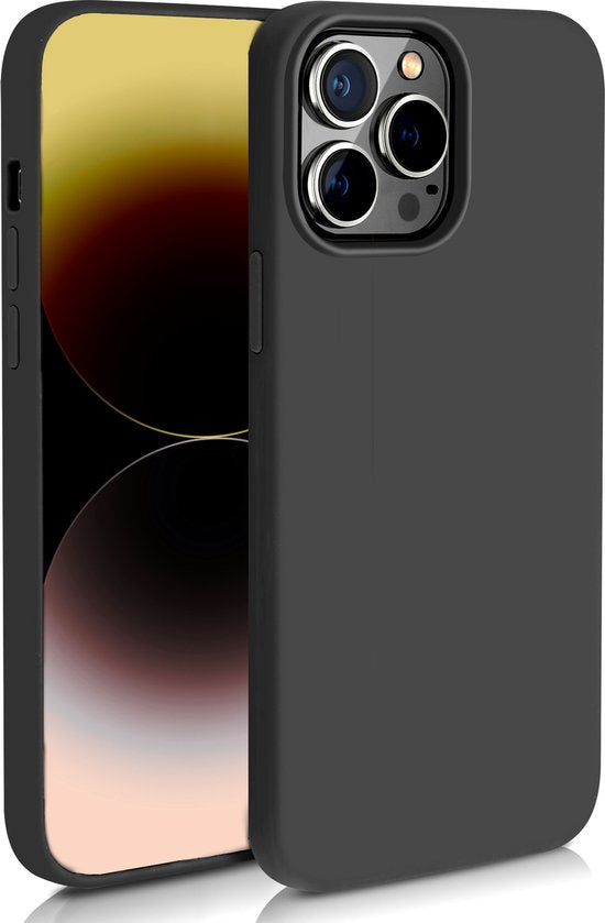 Zwart Hoesje Geschikt Voor iPhone 14 Pro Max - Zwarte Siliconen hoesje - TPU Back Cover Hoes - Zwart