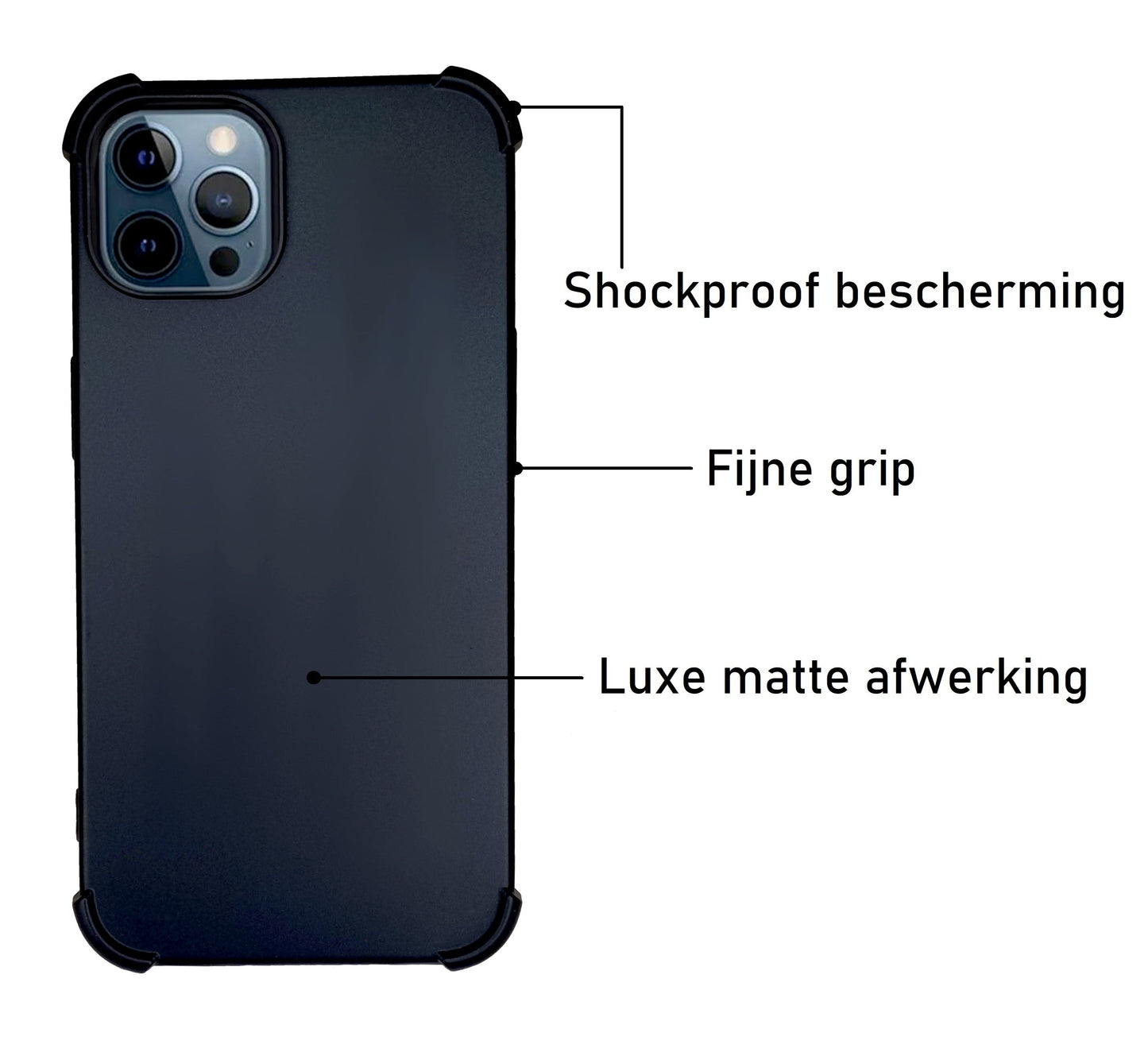 Anti Shock Hoesje Geschikt Voor iPhone 14 Pro - Zwart