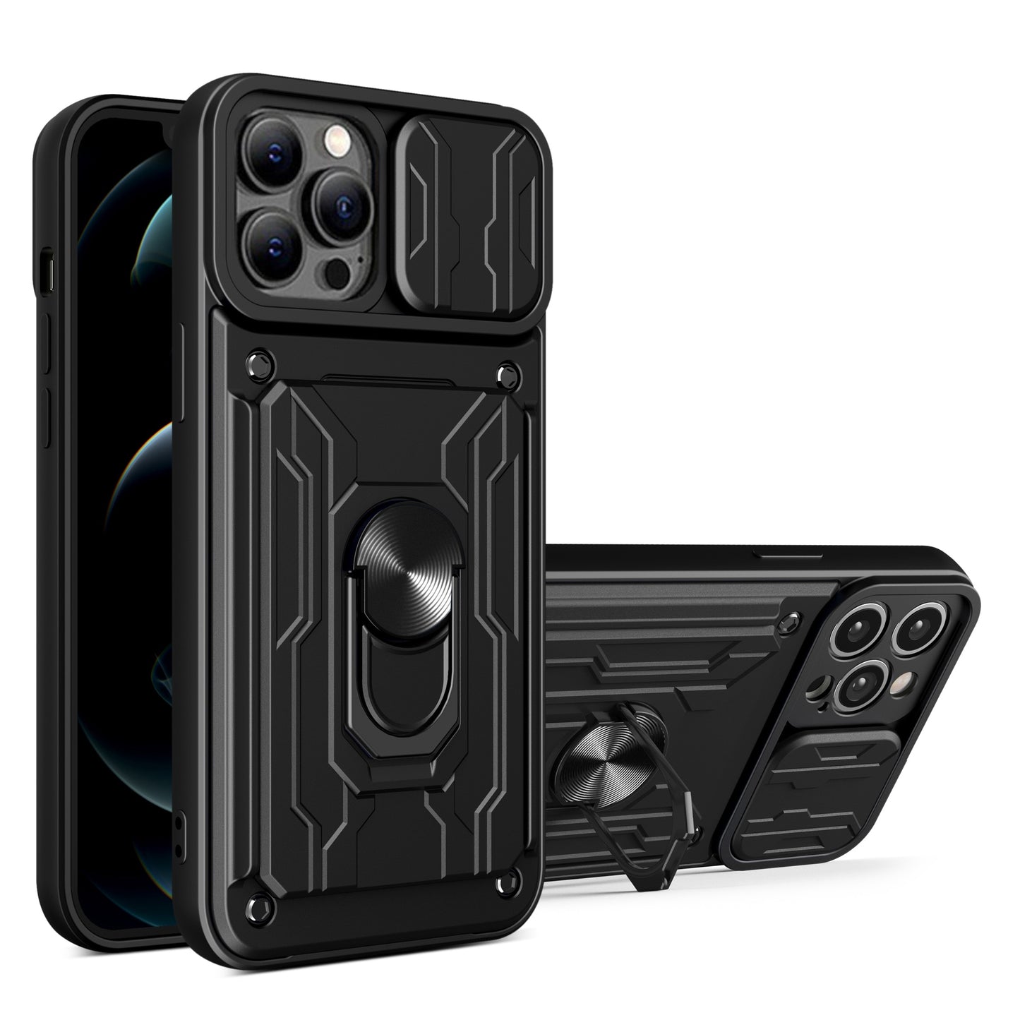 Armor Hoesje Met Pashouder Geschikt Voor iPhone 12 / 12 Pro - Zwart