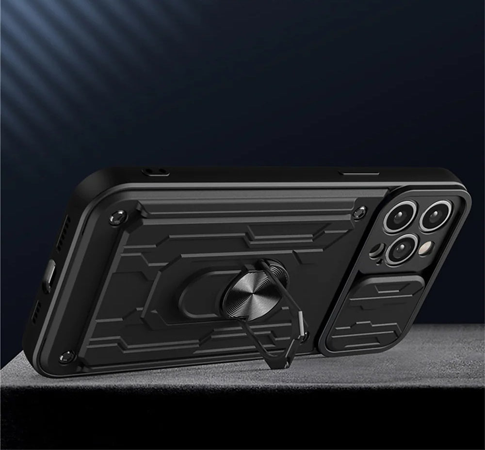 Armor Hoesje Met Pashouder Geschikt Voor iPhone 12 Pro Max- Zwart