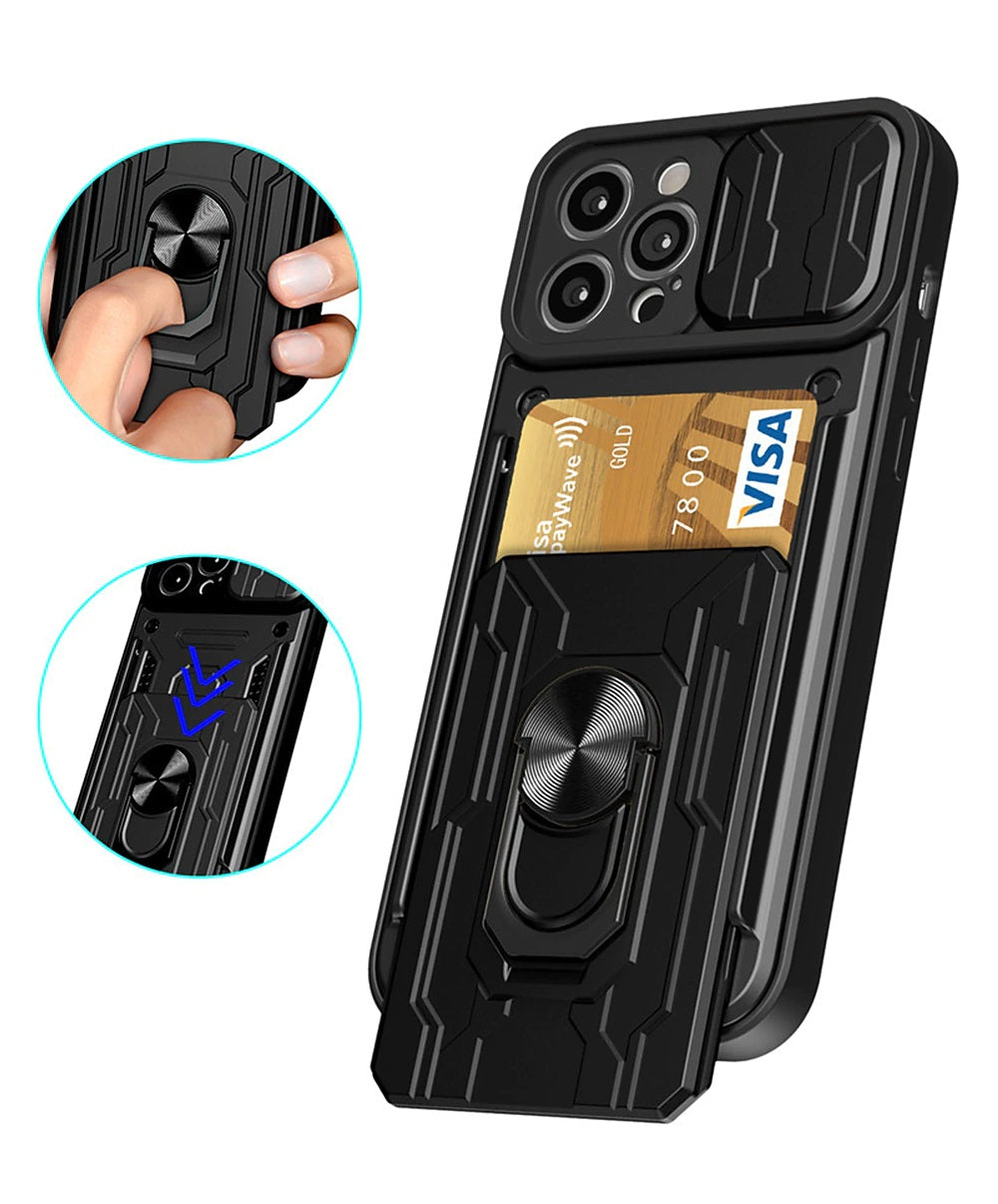 Armor Hoesje Met Pashouder Geschikt Voor iPhone 12 Pro Max- Zwart
