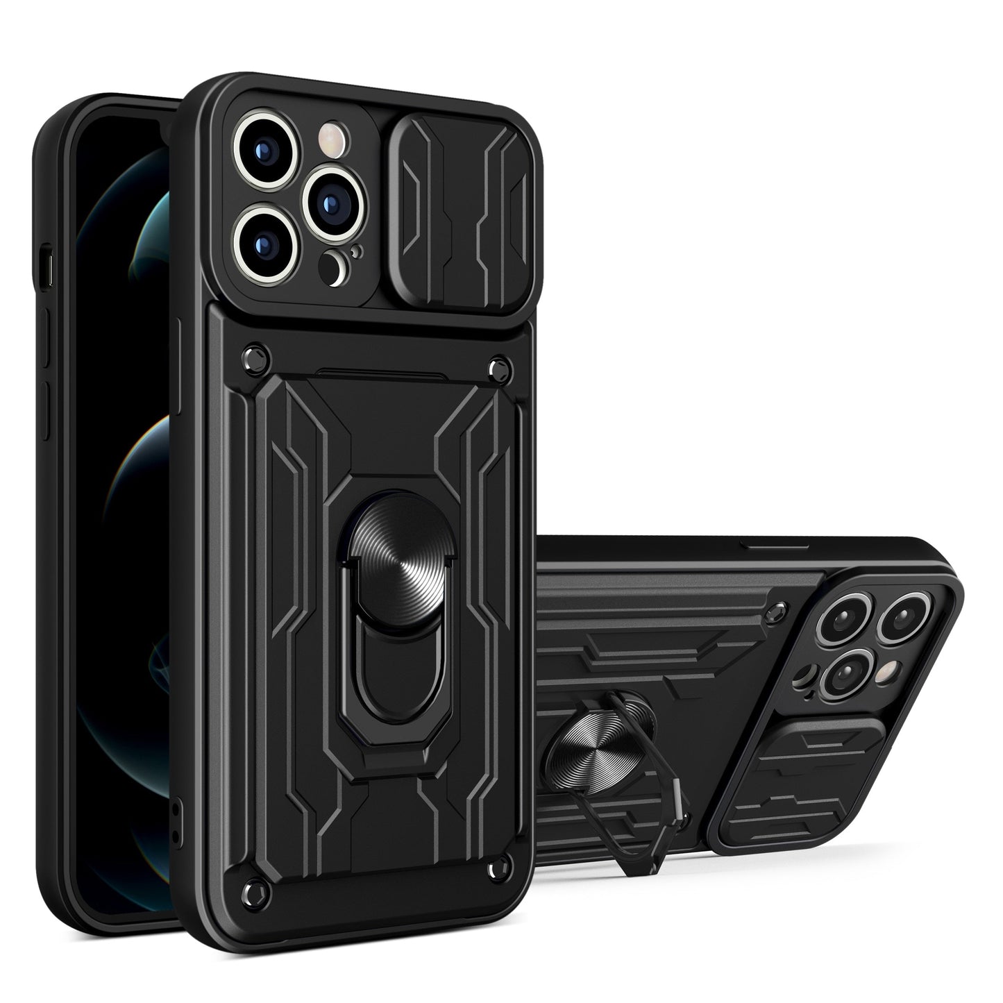 Armor Hoesje Met Pashouder Geschikt Voor iPhone 12 Pro Max- Zwart